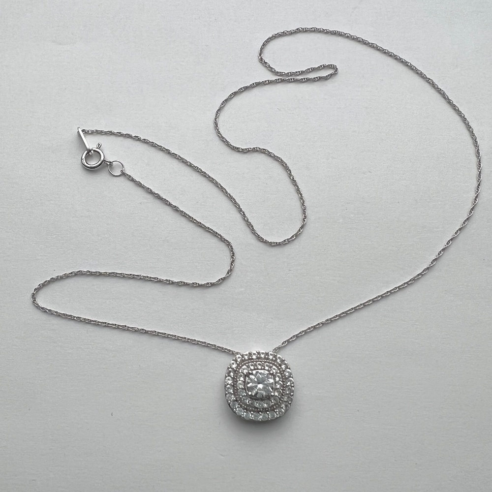 White Sapphire Pendant- 925-Sterling Silver - Picture 4 of 6
